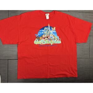 Walt Disney World Men’s Red Short Sleeve Cotton T-shirt Size 5XL Castle